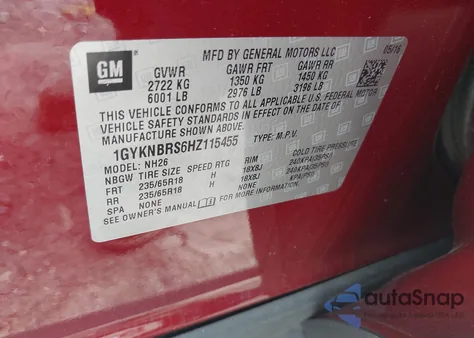 2017 Cadillac Xt5 Luxury from USA, damaged, VIN 1GYKNBRS6HZ115455